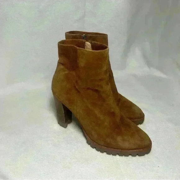 The KOOPLES 40 Sz 9.5 Suede Tan Boots Heeled Platform Made In Portugal - Picture 1 of 10